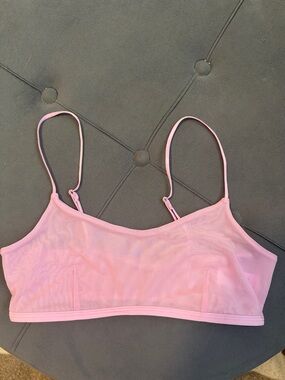 ALO Yoga Light Pink Mesh Bralette with Adjustable Straps